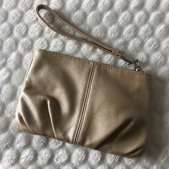 Express Leather Gold Wristlet Clutch Vegan - Picture 3 of 6
